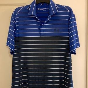 HeatGear golf shirt, large, blue polyester